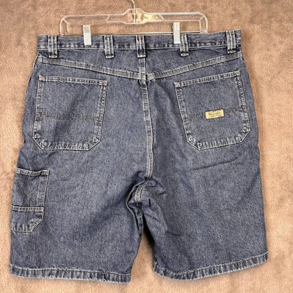 Wrangler Hero Mens Five Star Premium Denim Carpenter Shorts Blue Relaxed Fit 38